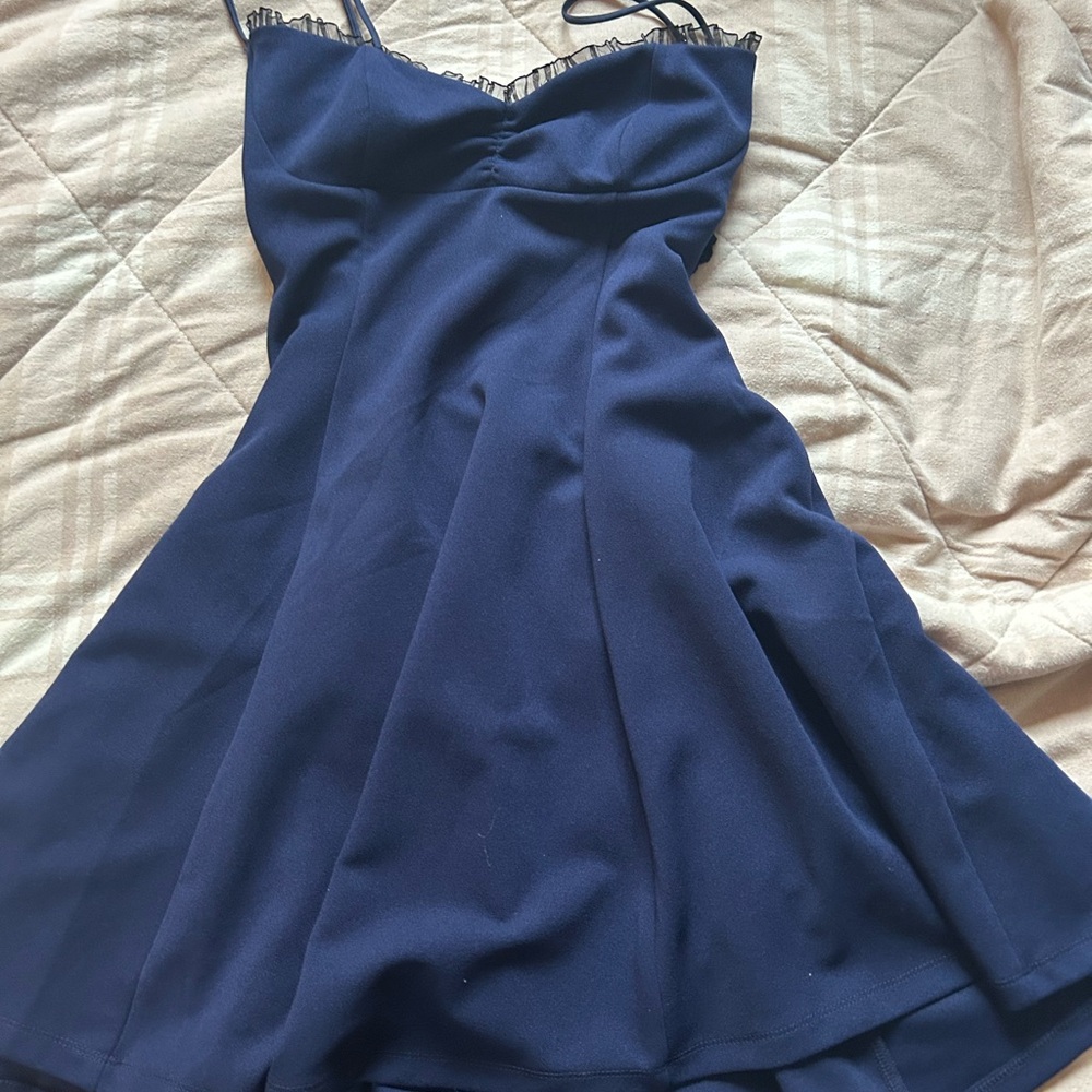 Lucy in the Sky Blue A-Line Sundress Spaghetti Strap Mini